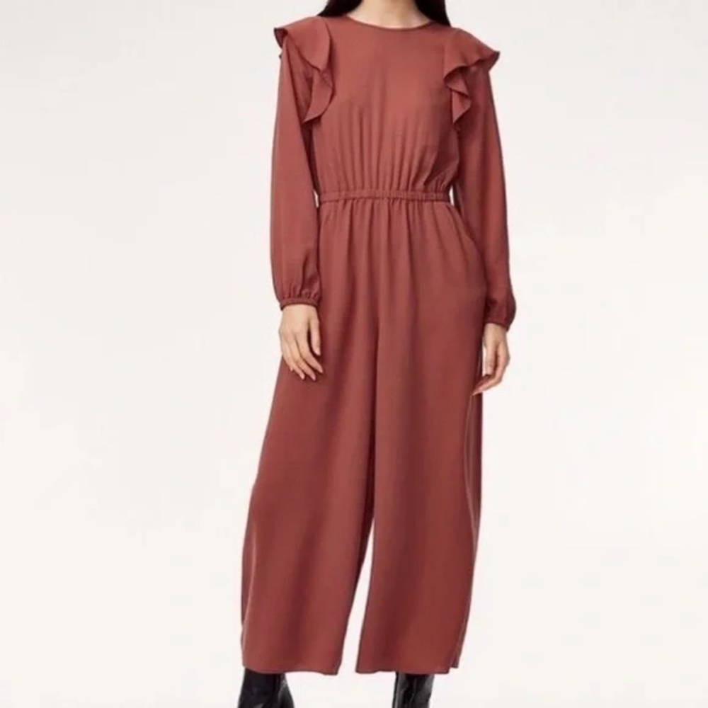 Aritzia Wilfred Long Sleeve Fleurette Jumpsuit Dusty Rose Size Small